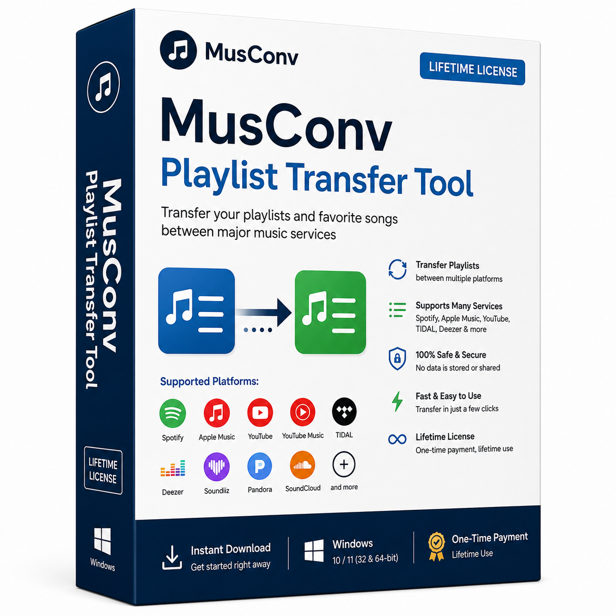 MusConv Playlist Transfer Tool Lifetime License for Windows