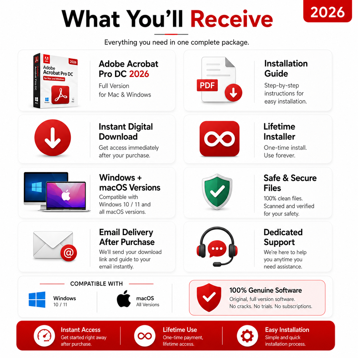 Adobe Acrobat Pro DC 2026 PDF Editor | Windows & Mac | Lifetime License