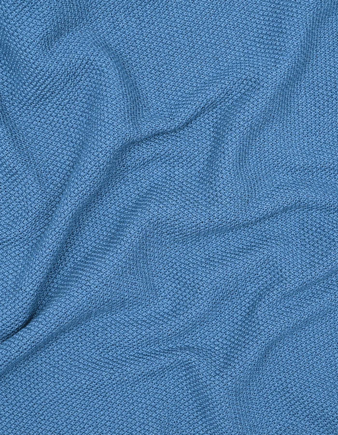 Aura Blue Plain Jersey Knitted Polo Shirt