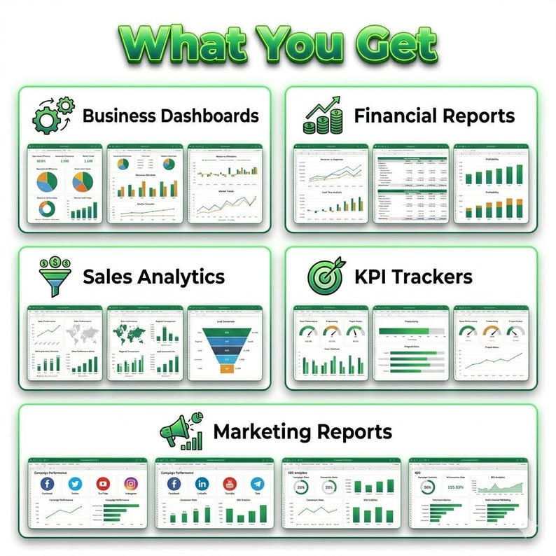 8000 Excel Dashboard Templates Bundle