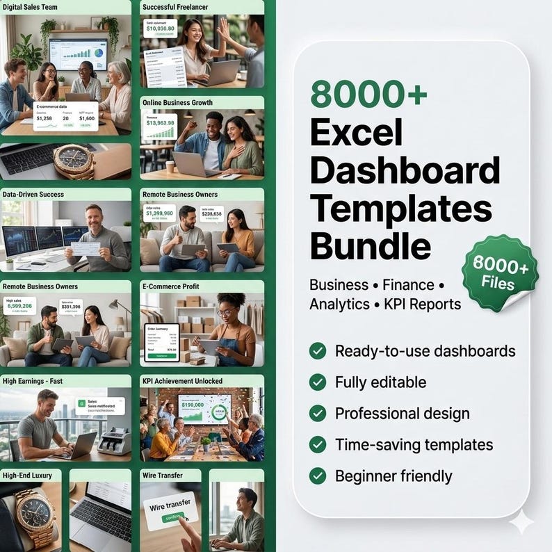 8000 Excel Dashboard Templates Bundle