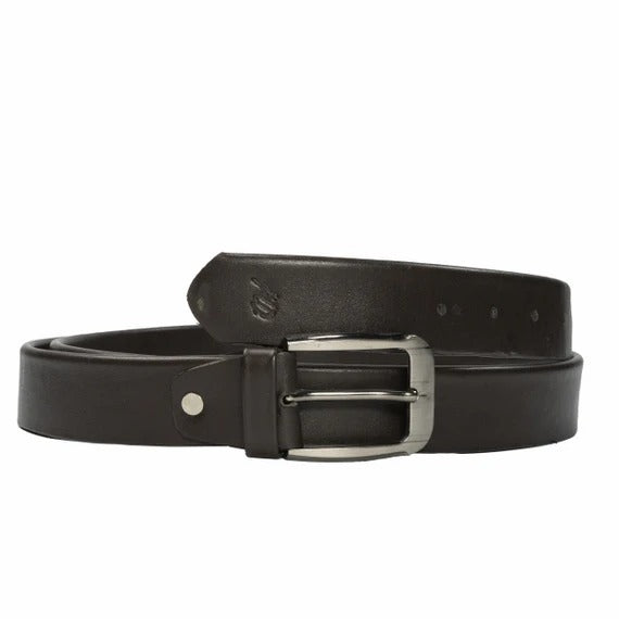 Mens Formal Leather Belt 3 Fold Natural Cow Leather-Black