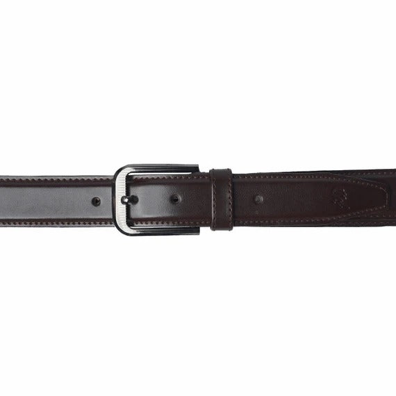 Mens Formal Leather Belt 3 Fold Natural Cow Leather-Black