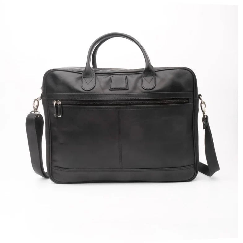 Parker Slim Leather Laptop Bag-Black