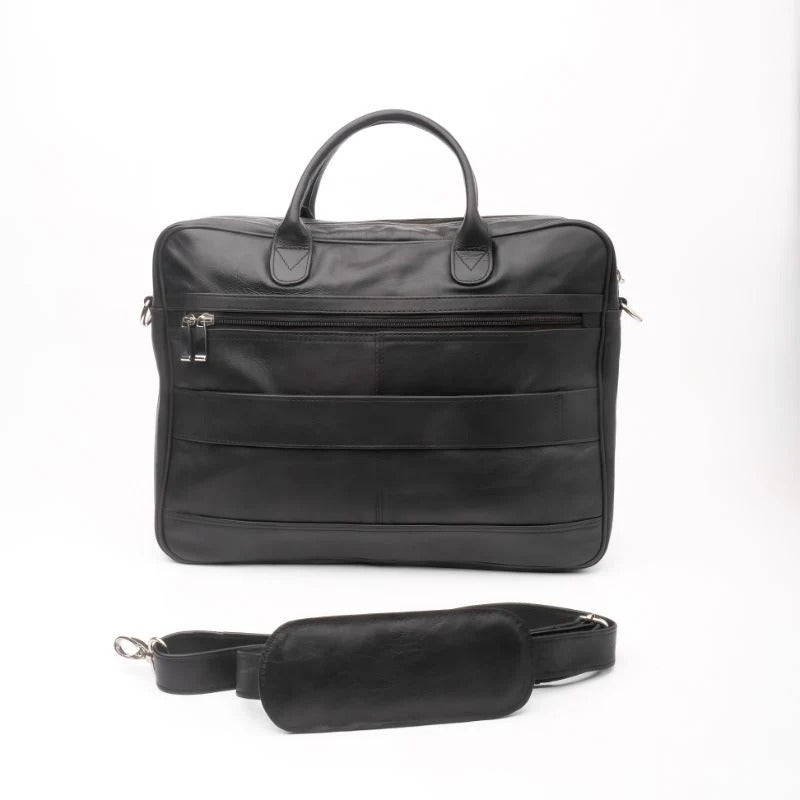 Executive Leather Laptop Bag-Black