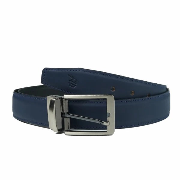 BLACK BLUE Double Sided Reversible Men's Laminated Leather Belt