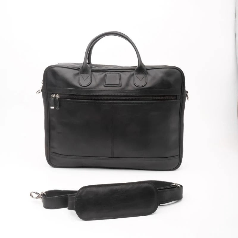 Executive Leather Laptop Bag-Black