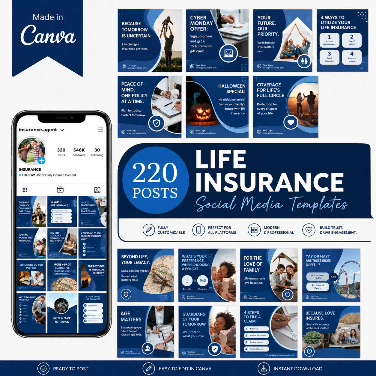 500 Insurance Agent Posts - Social Media Templates