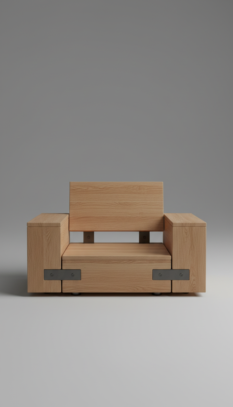 Modular Oak Lounge Chair