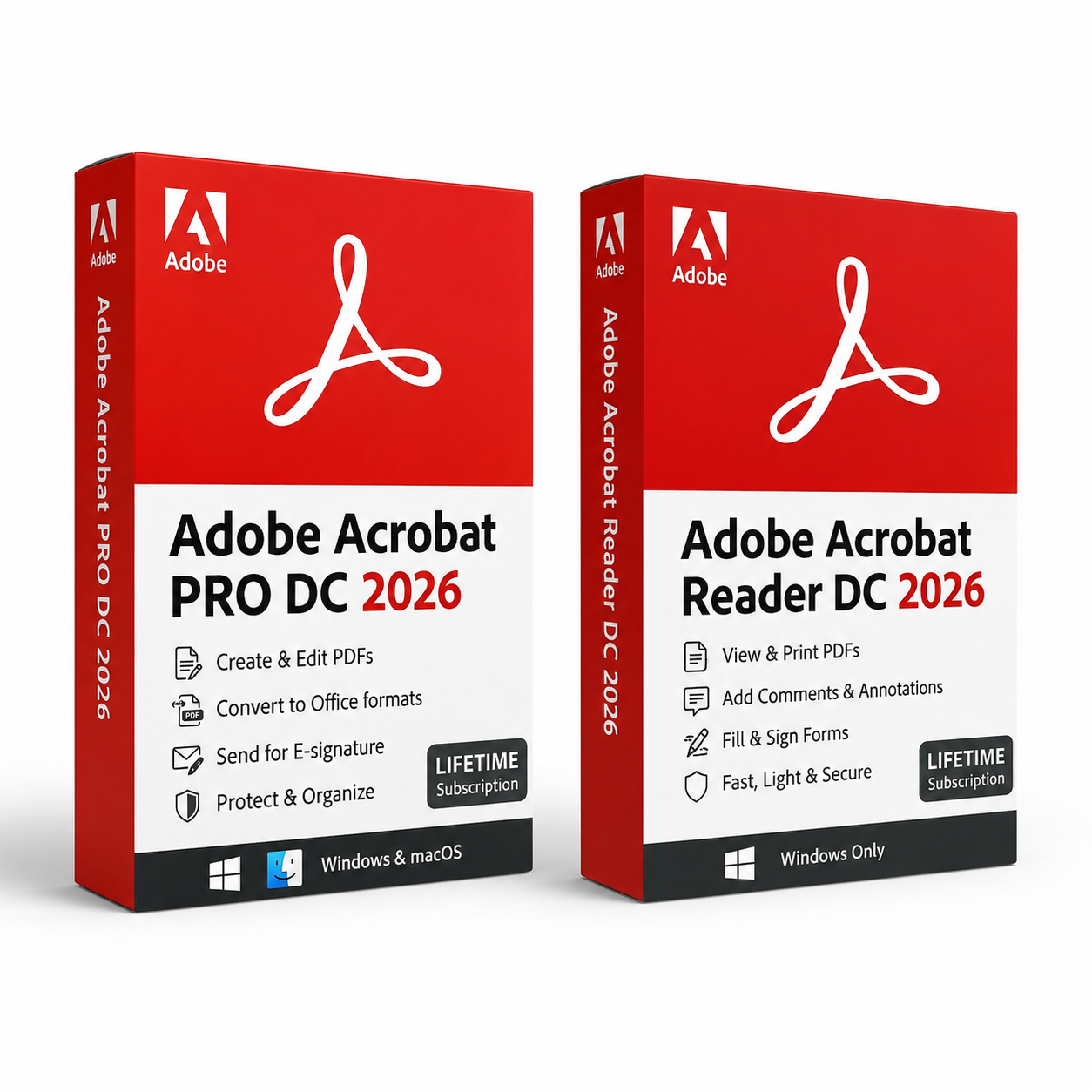 Adobe Acrobat Pro + Acrobat Reader Bundle Lifetime License for Windows