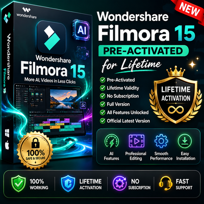 Wondershare Filmora 15 Lifetime License for Windows