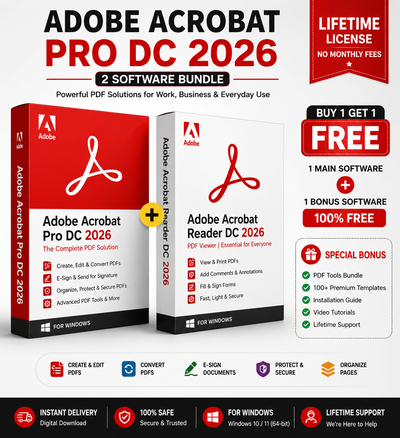 Adobe Acrobat Pro + Acrobat Reader Bundle Lifetime License for Windows
