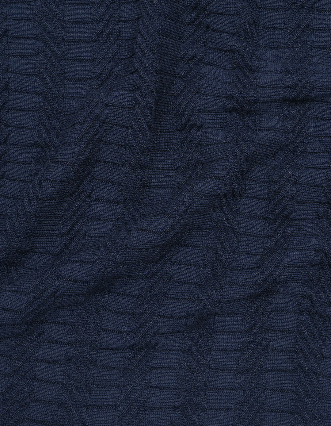 Navy Geometric Jacquard Knitted T-Shirt