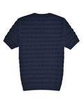 Navy Geometric Jacquard Knitted T-Shirt