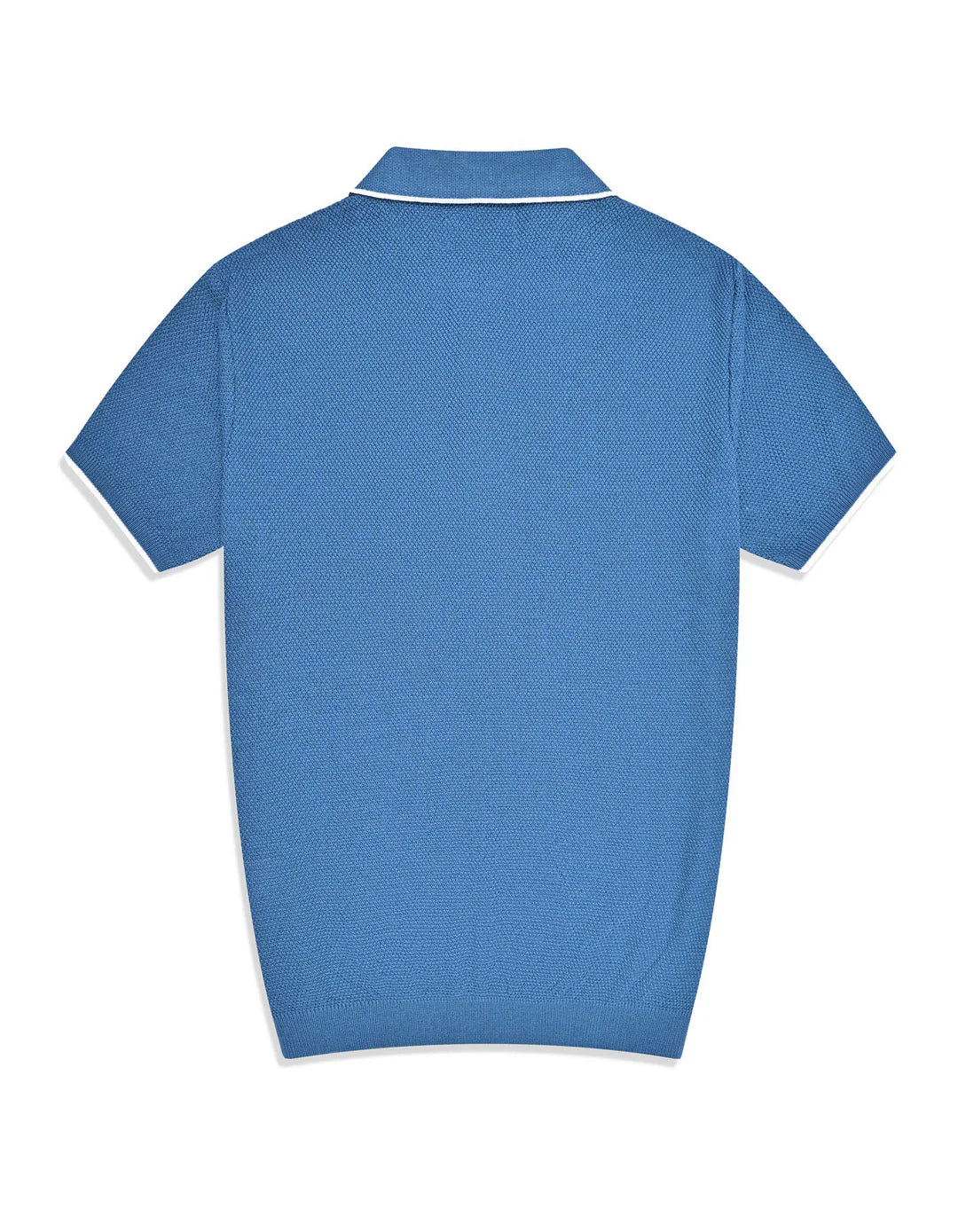Aura Blue Plain Jersey Knitted Polo Shirt