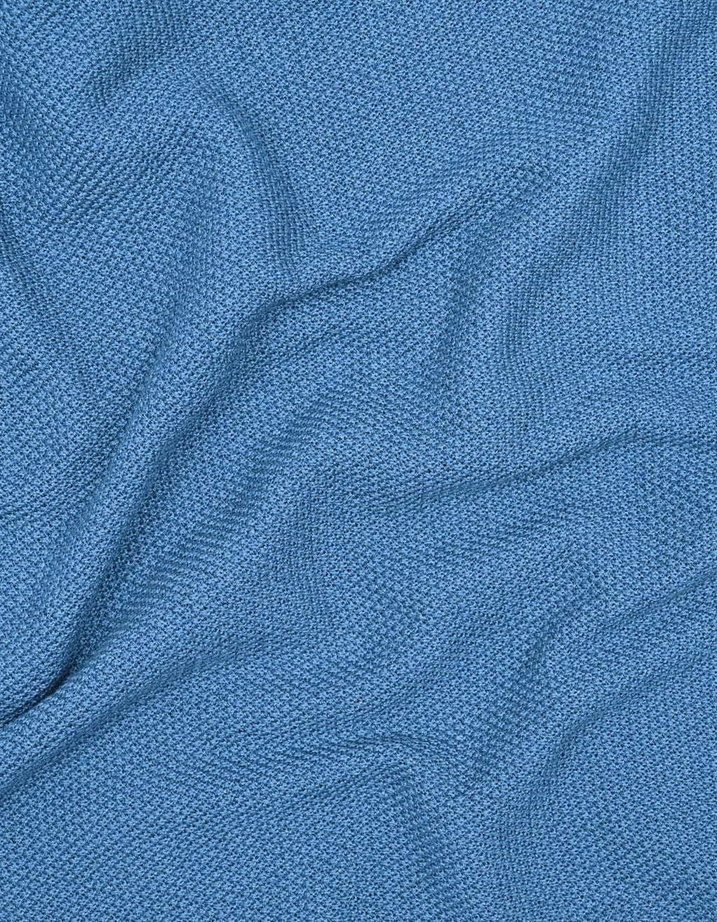 Aura Blue Plain Jersey Knitted Polo Shirt
