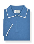 Aura Blue Plain Jersey Knitted Polo Shirt
