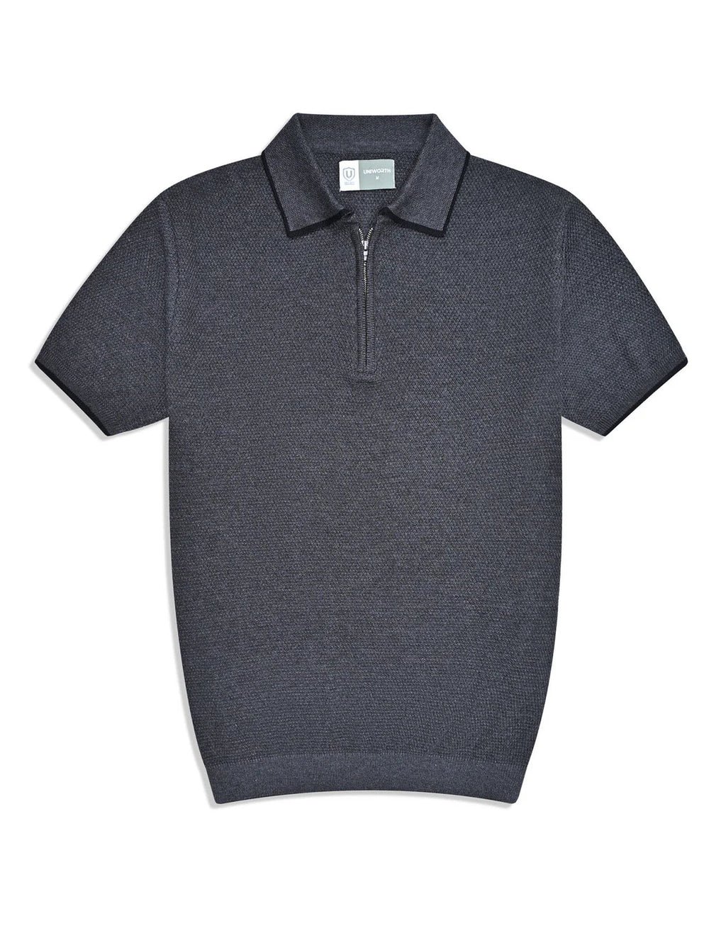 Charcoal Plain Jersey Knitted Polo Shirt