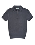 Charcoal Plain Jersey Knitted Polo Shirt