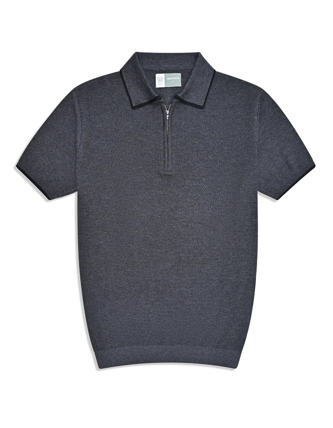 Charcoal Plain Jersey Knitted Polo Shirt