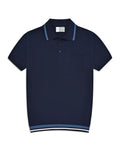 Navy Plain Jersey Knitted Polo Shirt