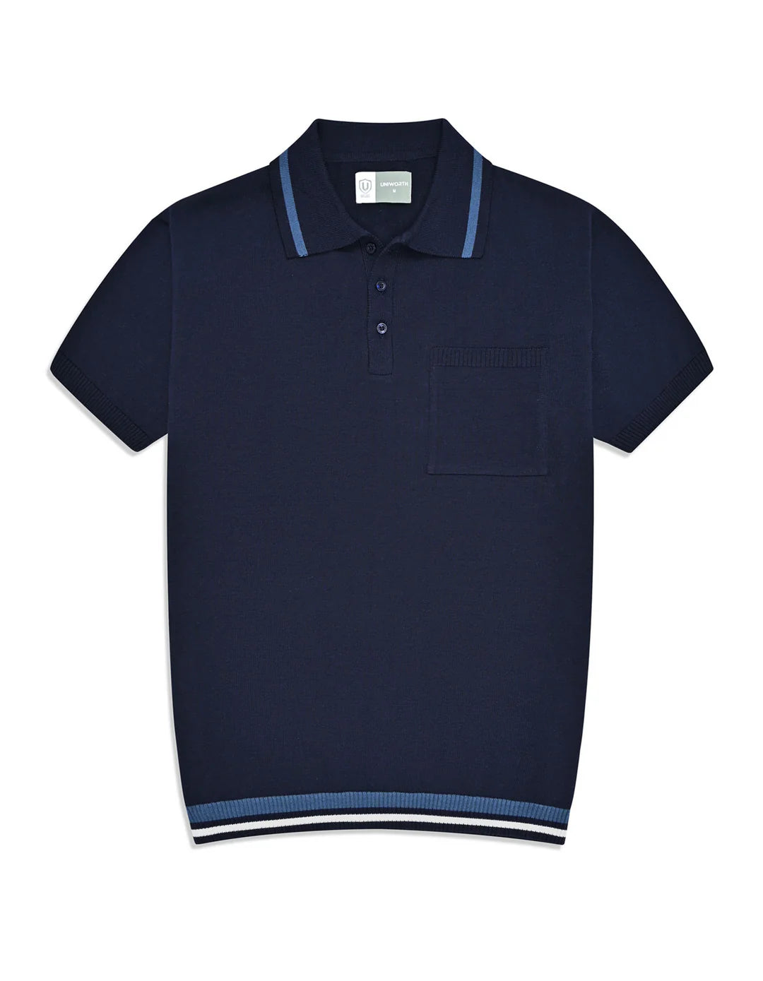 Navy Plain Jersey Knitted Polo Shirt