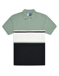 Olive Textured Color Block Polo Shirt