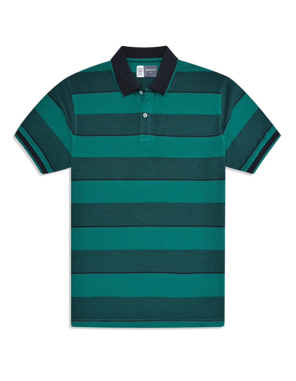Teal Stripe Pique Polo Shirt