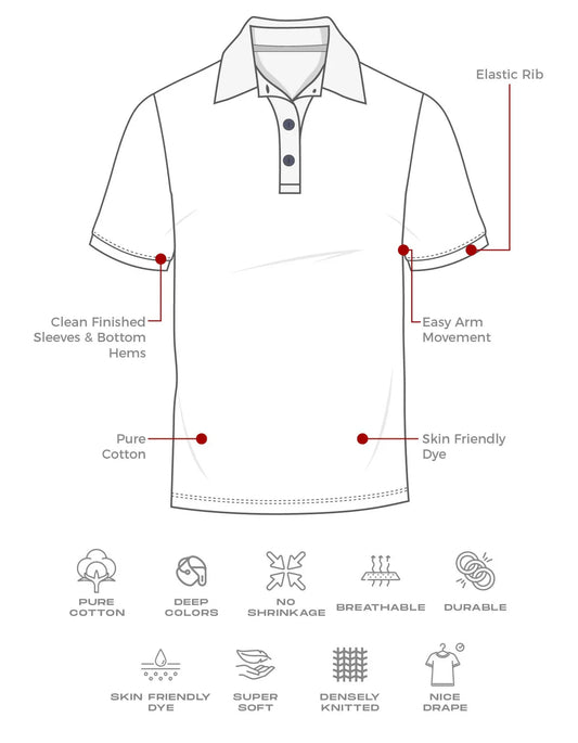 Aura Blue Plain Jersey Knitted Polo Shirt