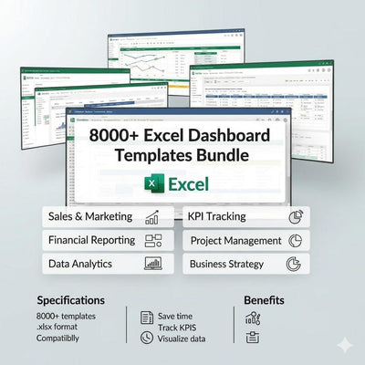 8000 Excel Dashboard Templates Bundle