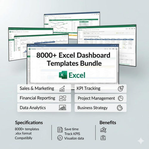8000 Excel Dashboard Templates Bundle