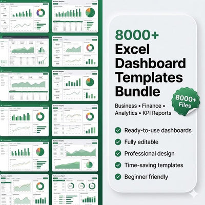8000 Excel Dashboard Templates Bundle