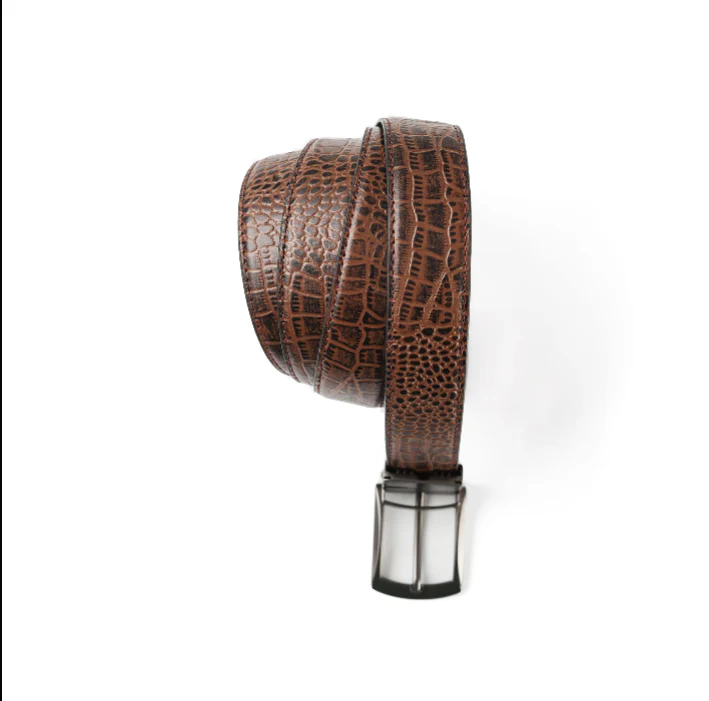 Mens 2in1 Croc Textured Style Reversible Leather Belt