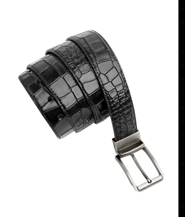 Mens 2in1 Croc Textured Style Reversible Leather Belt