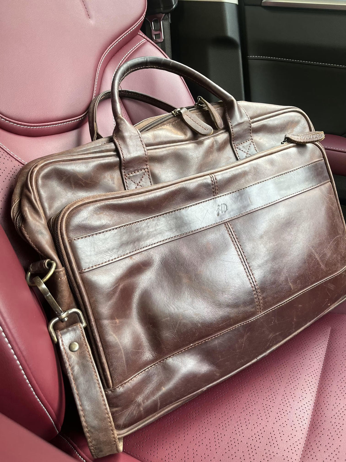 Everyday Companion Leather Laptop Bag-Vintage Midnight Brown