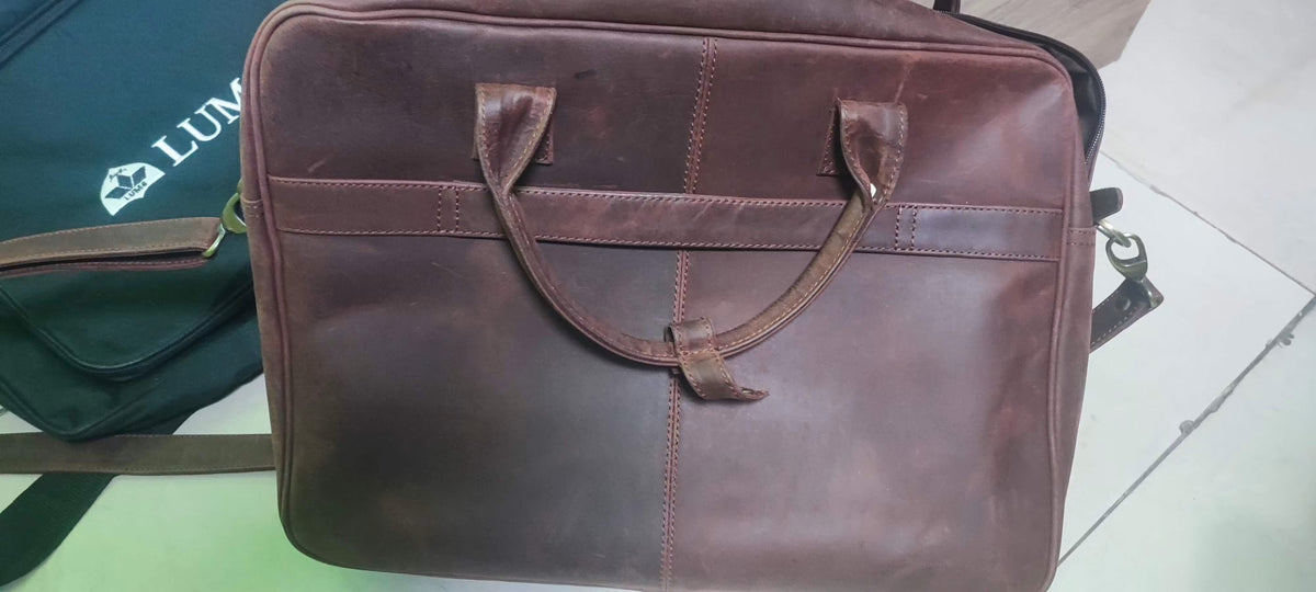 Everyday Companion Leather Laptop Bag-Vintage Midnight Brown