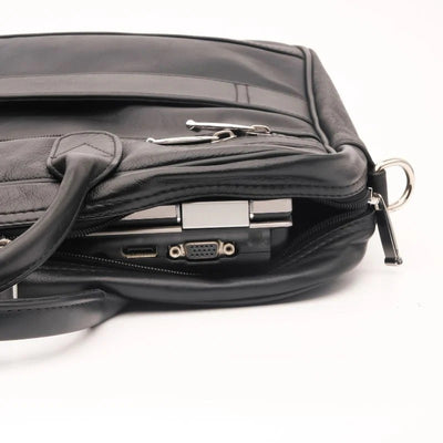 Executive Leather Laptop Bag-Black