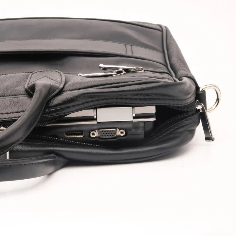 Executive Leather Laptop Bag-Black
