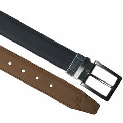 Mens Double Stitch Laminated Leather Belt-Brown