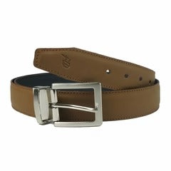 Mens Double Stitch Laminated Leather Belt-Brown