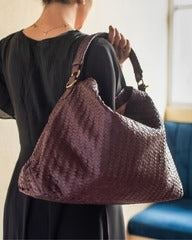 Handmade Woven Original Leather Bag-Burgundy