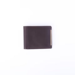 Mens Pure Leather Wallet Bifold Brown stripe