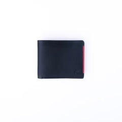 Mens Pure Leather Wallet Bifold Red Stripe