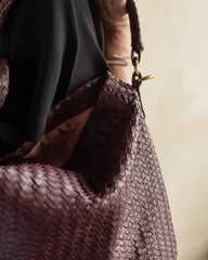 Handmade Woven Original Leather Bag-Burgundy