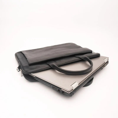 Parker Slim Leather Laptop Bag-Black