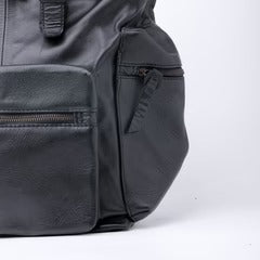 Leather Backpack Travel Laptop Office Bag- Granite Black