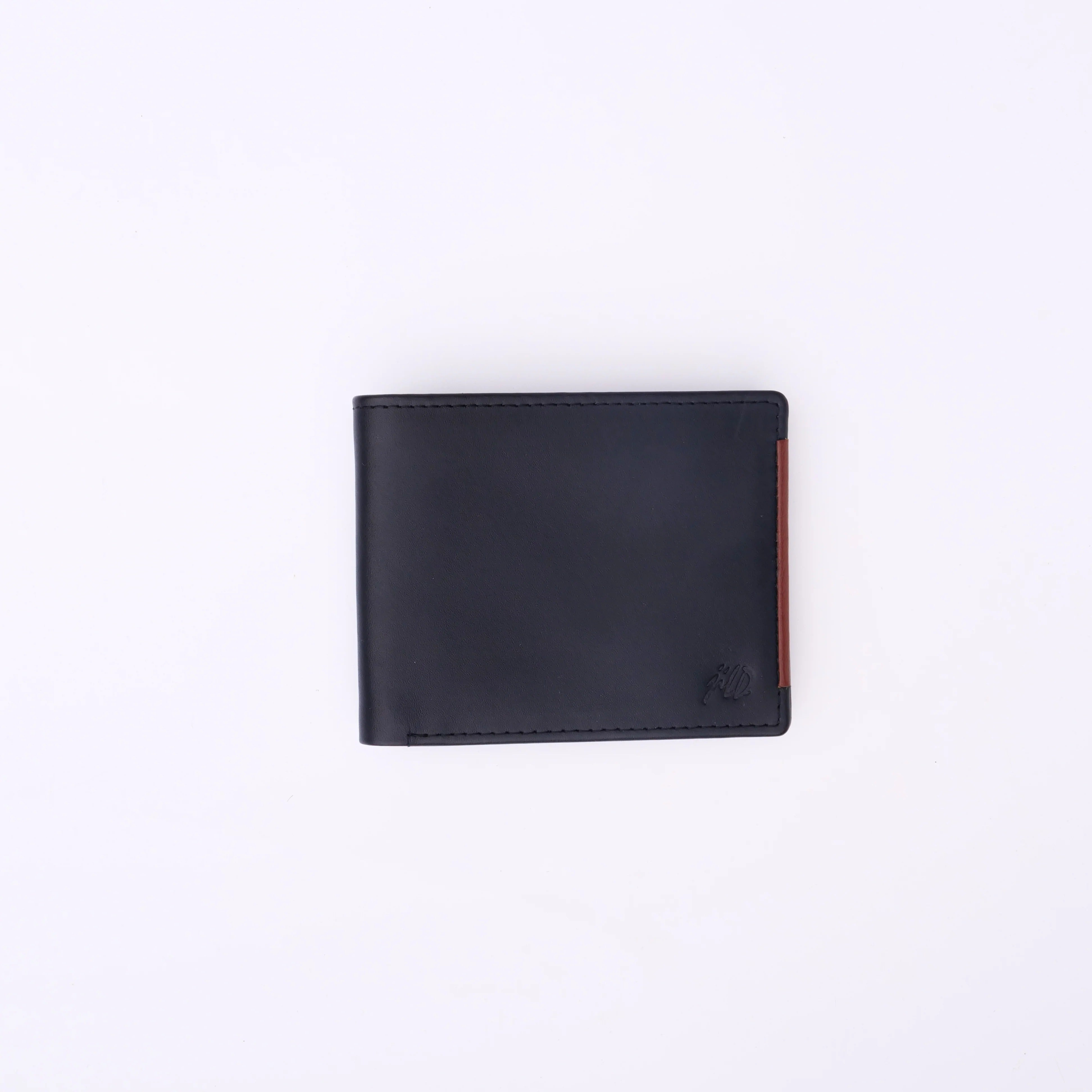 Mens Pure Leather Wallet Bifold TAN BRN stripe