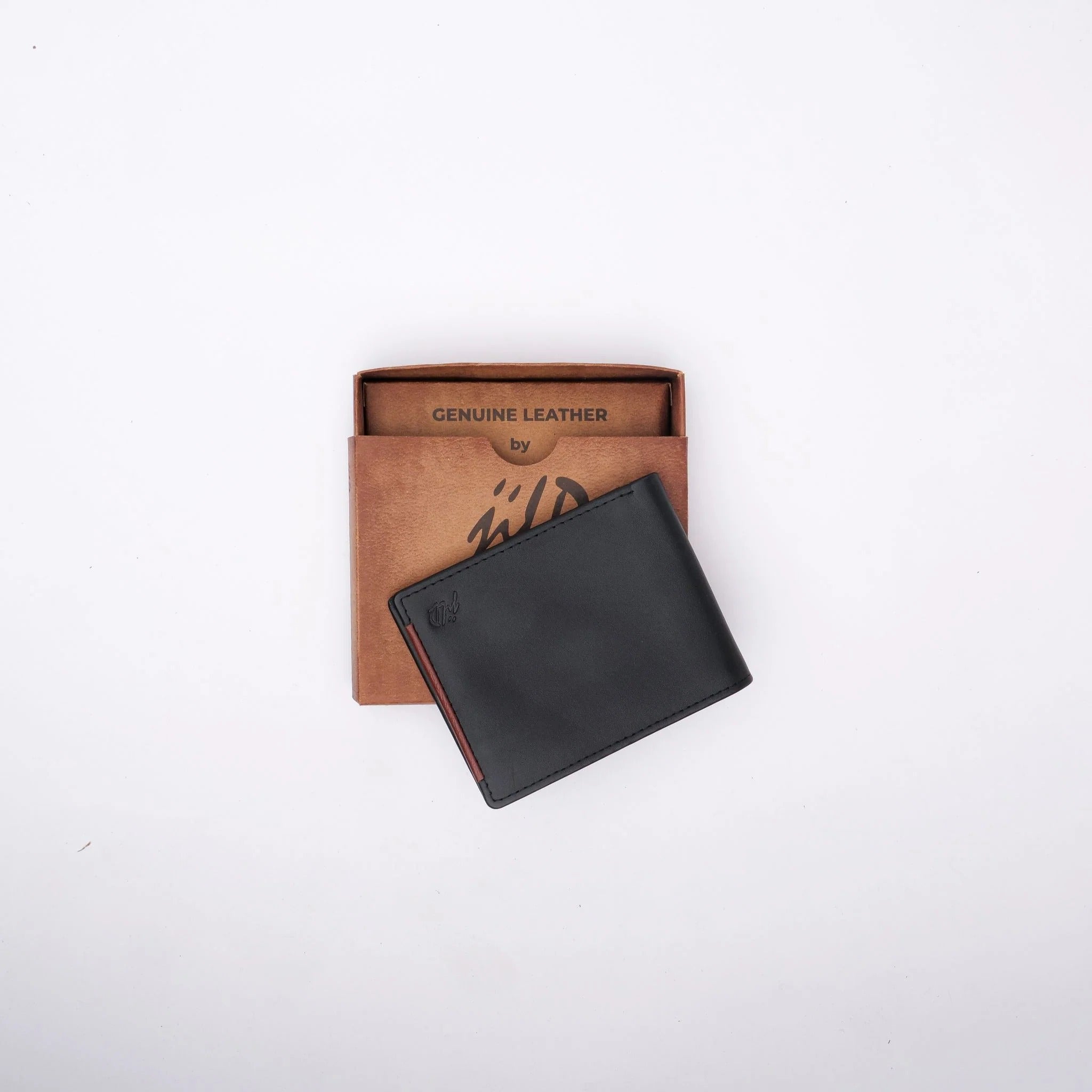 Mens Pure Leather Wallet Bifold TAN BRN stripe