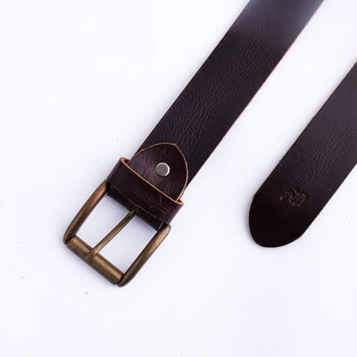 Rustic Leather Casual Jeans Belt For Men - Chocolate Brown