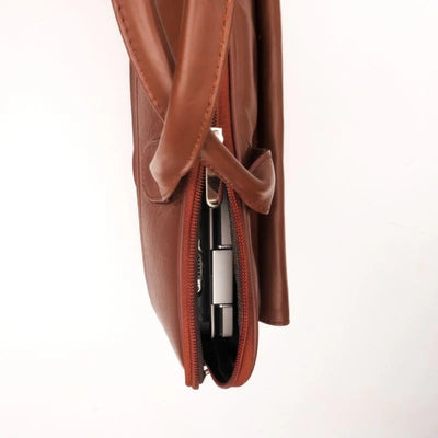 Parker Slim Leather Laptop Bag-Tan
